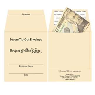 Secure Tip Out Envelope for Restaurants Bars