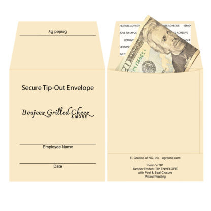 Secure Tip Out Envelope for Restaurants Bars